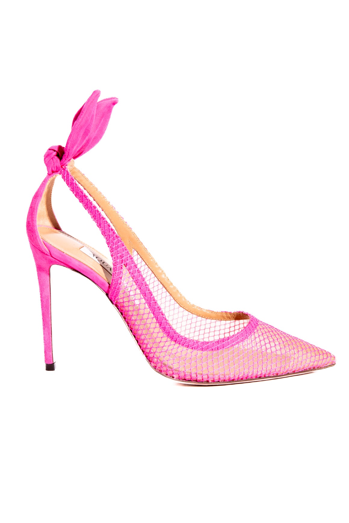 AQUAZURRA Pink Fishnet Bow Detail Pumps (Sz.36.5)