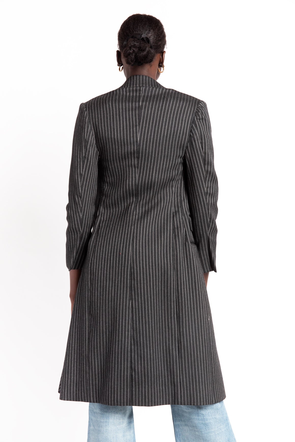 STELLA MCCARTNEY Grey Pinstripe Wool Coat