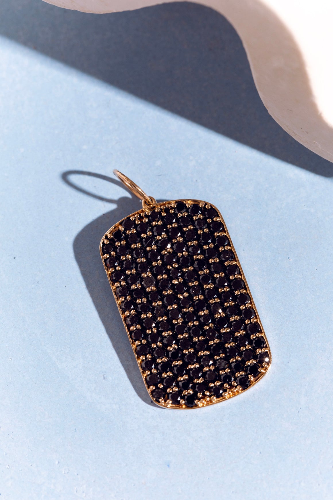 14K Black Diamond Dog Tag Pendant