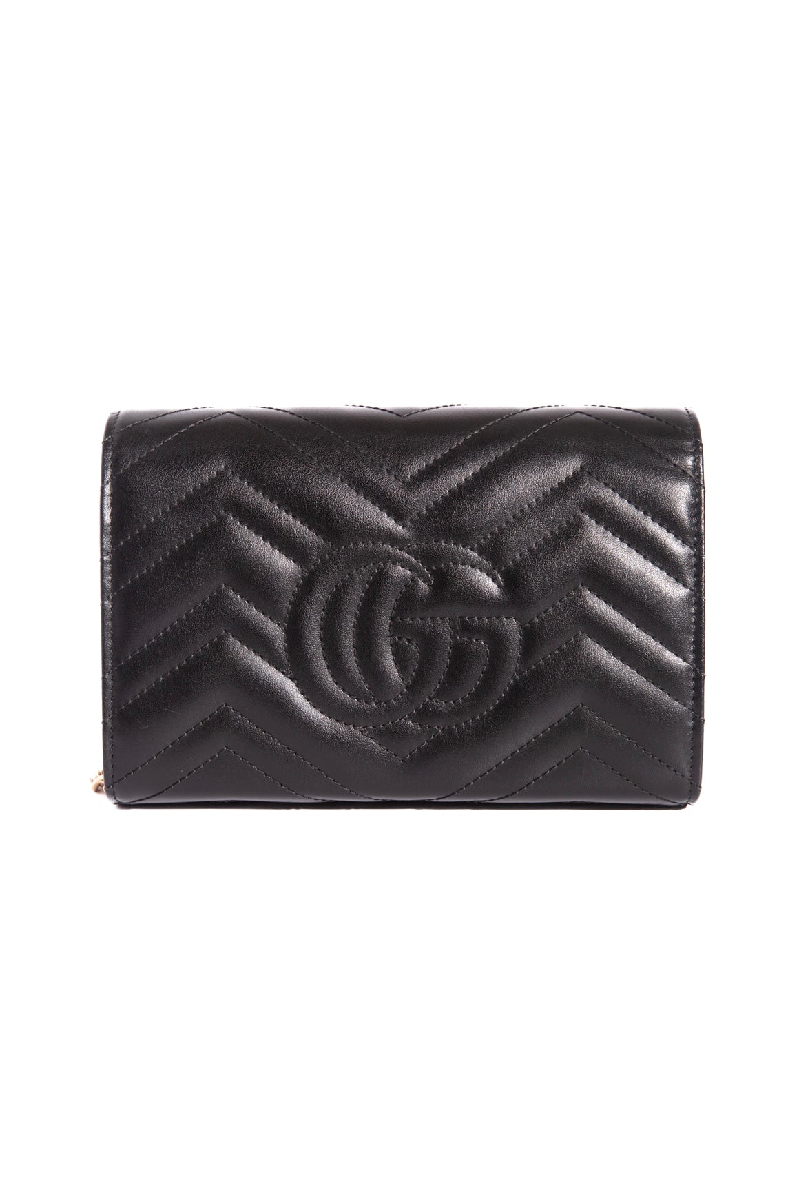 GUCCI Black Marmont Flap Wallet On Chain