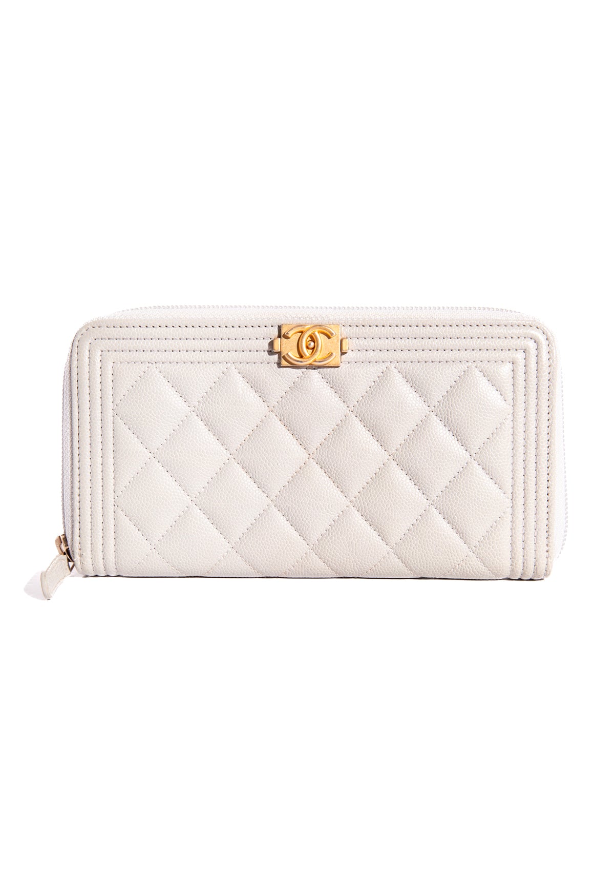 CHANEL Grey Caviar Boy Long Wallet