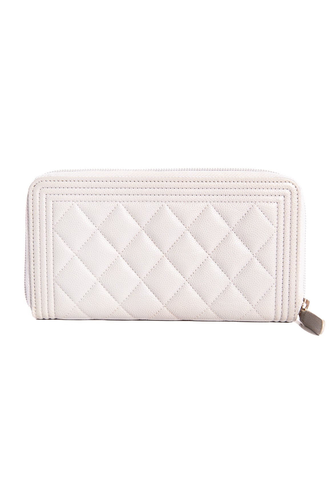 CHANEL Grey Caviar Boy Long Wallet
