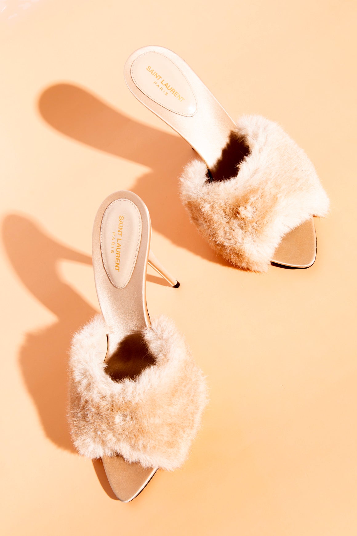 SAINT LAURENT Satin + Fur Pumps (Sz. 40)