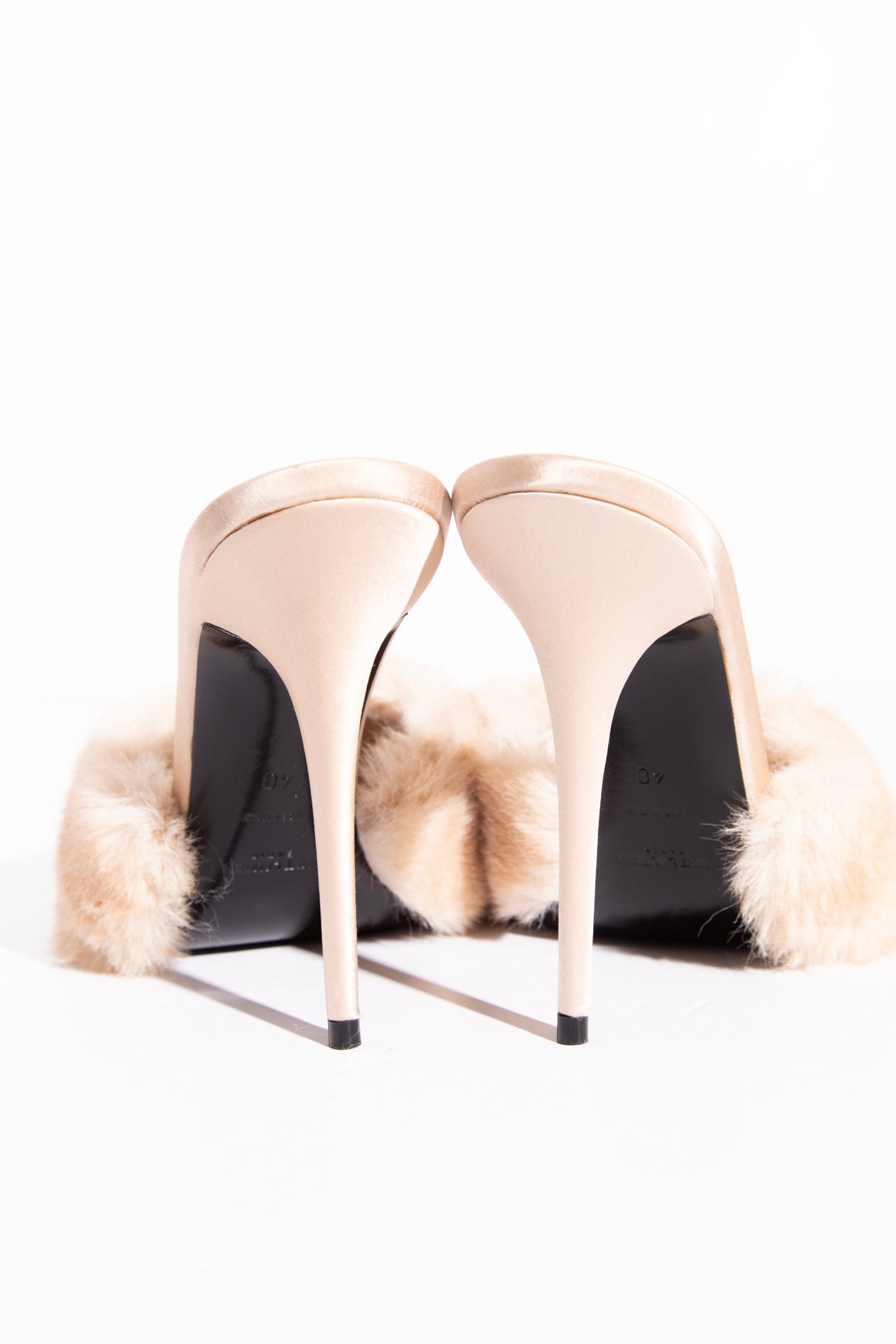 SAINT LAURENT Satin + Fur Pumps (Sz. 40)