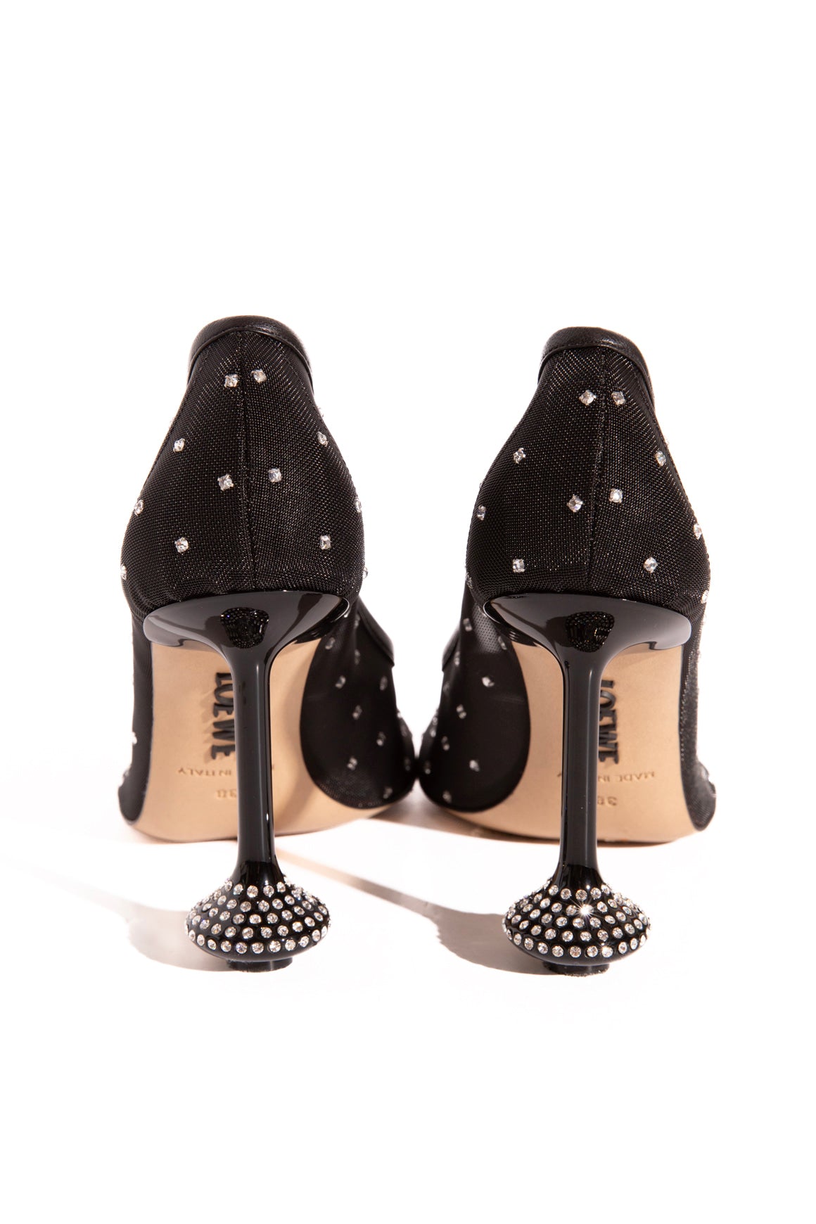LOEWE Black Mesh Crystal 'Toy' Pumps (Sz. 38)
