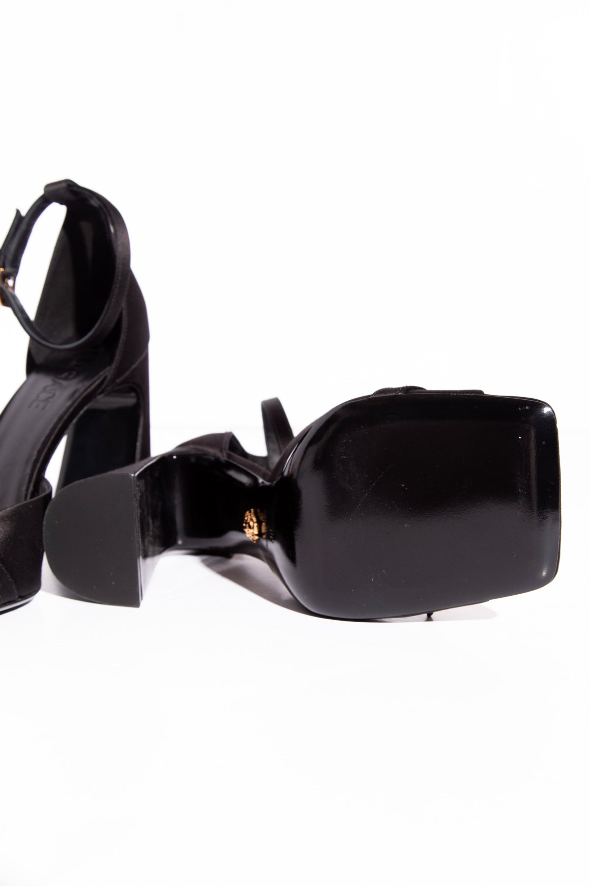 VERSACE Black Satin Heels (Sz. 39)