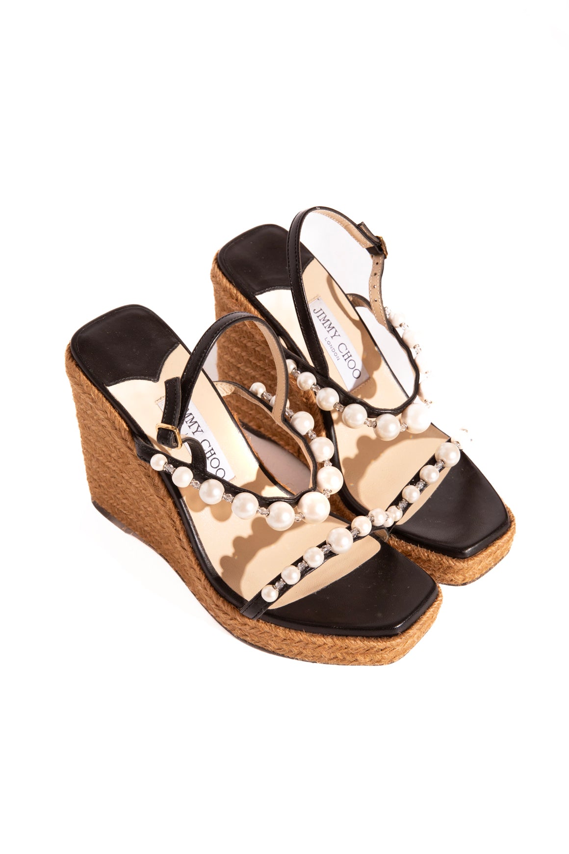 JIMMYCHOO ウエッジソール JIMMY CHOO Black Pearl Espadrille Wedges (Sz.36.5) | MOSS Designer