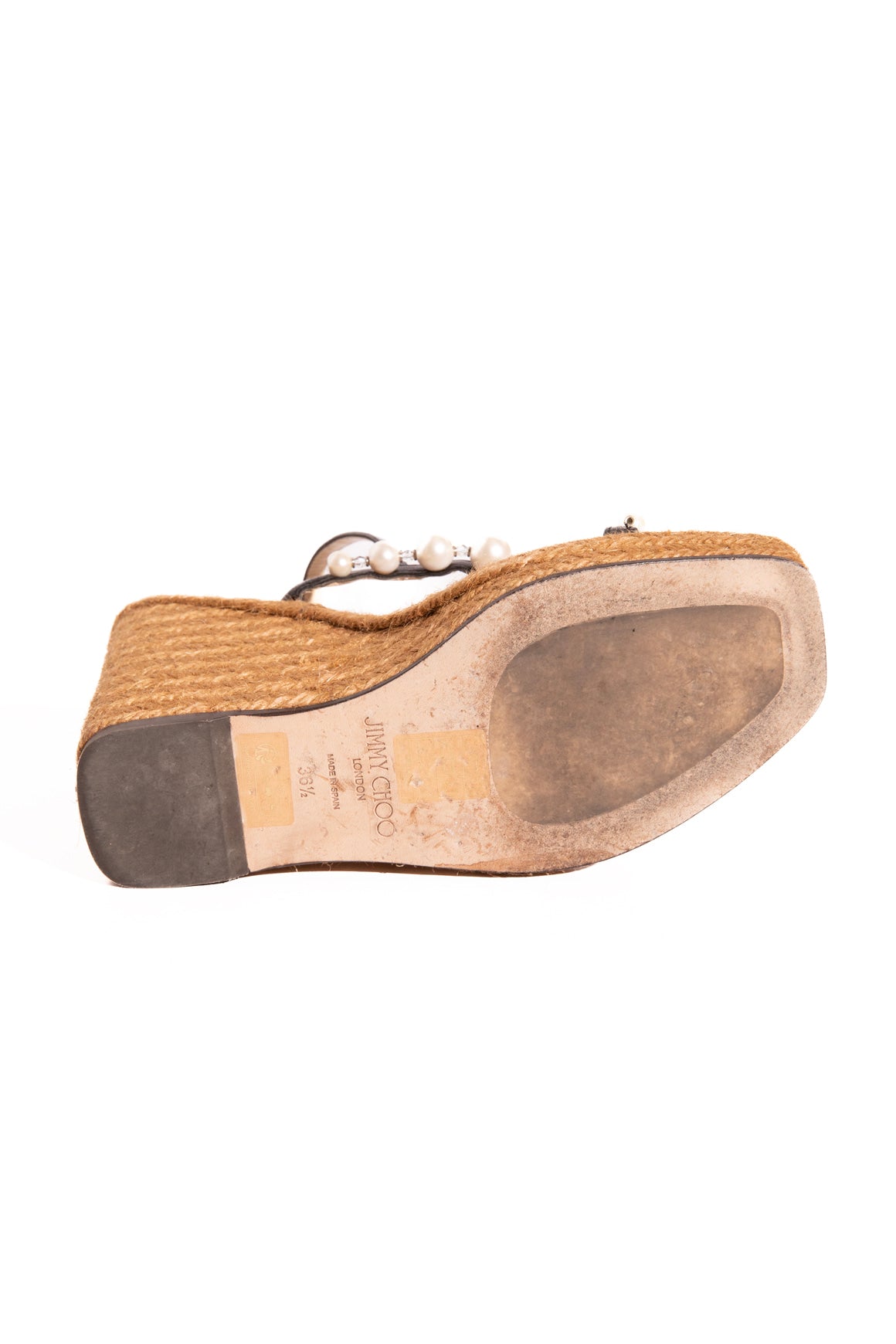 JIMMY CHOO Black Pearl Espadrille Wedges (Sz.36.5) | MOSS Designer