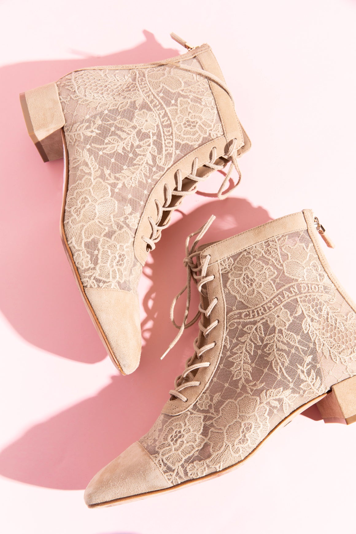 CHRISTIAN DIOR Tan Suede + Mesh Naughtily-D Ankle Boot (Sz. 38)