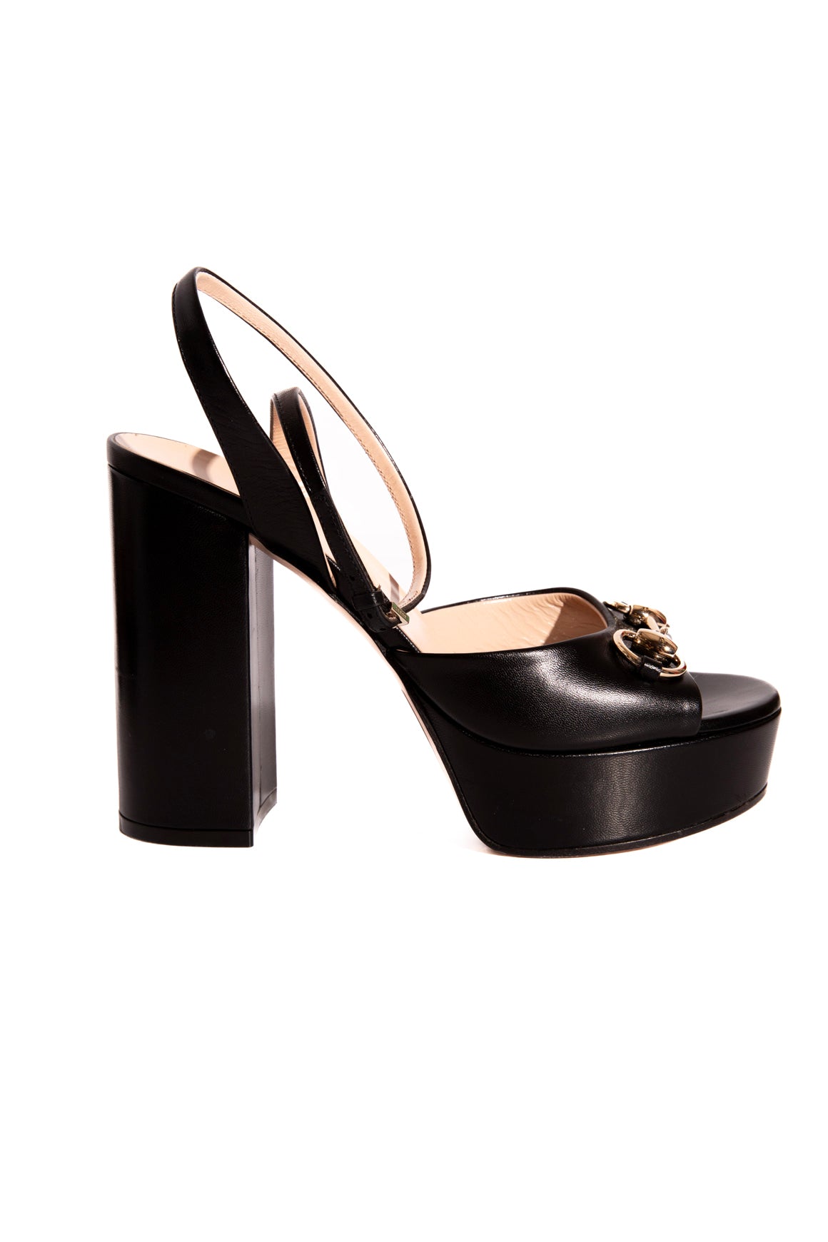 GUCCI Black Platform Horsebit Heels (Sz. 36.5)