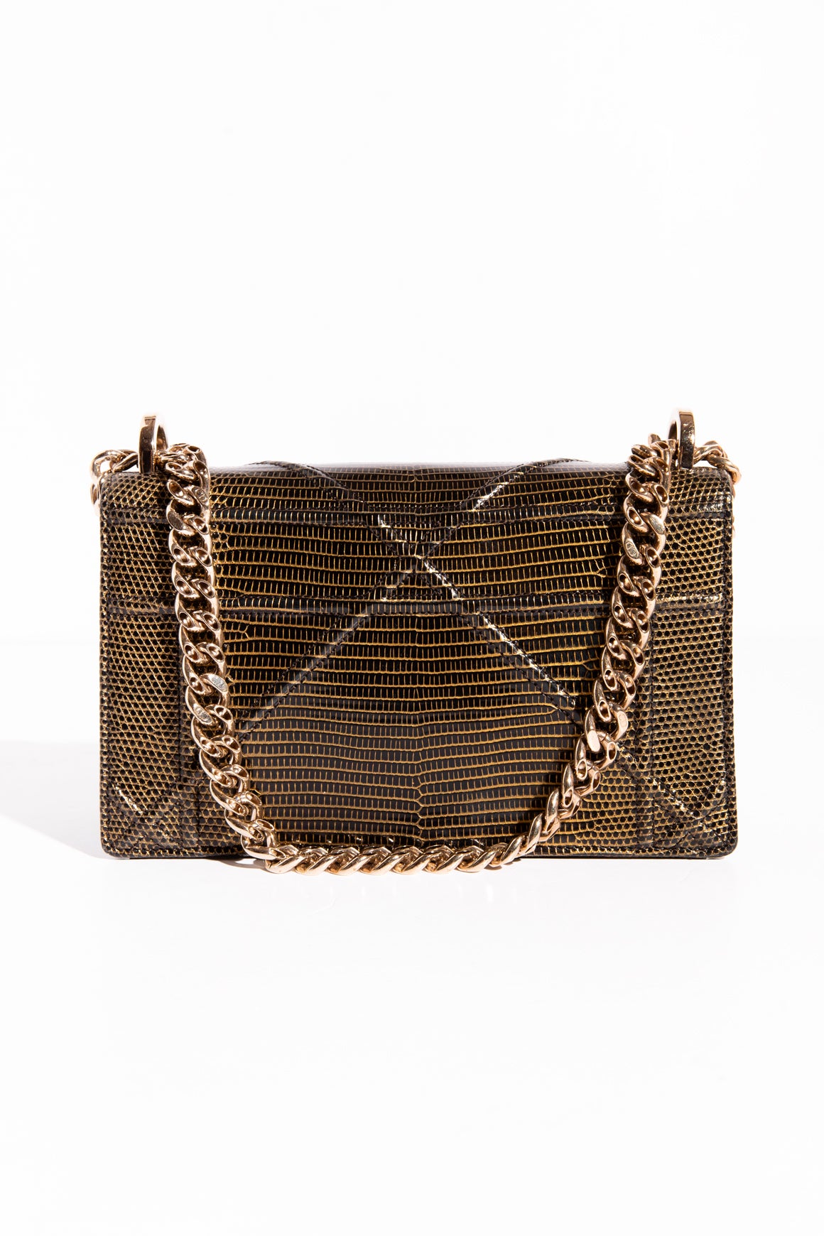 CHRISTIAN DIOR Black + Gold Diorama Flap Bag
