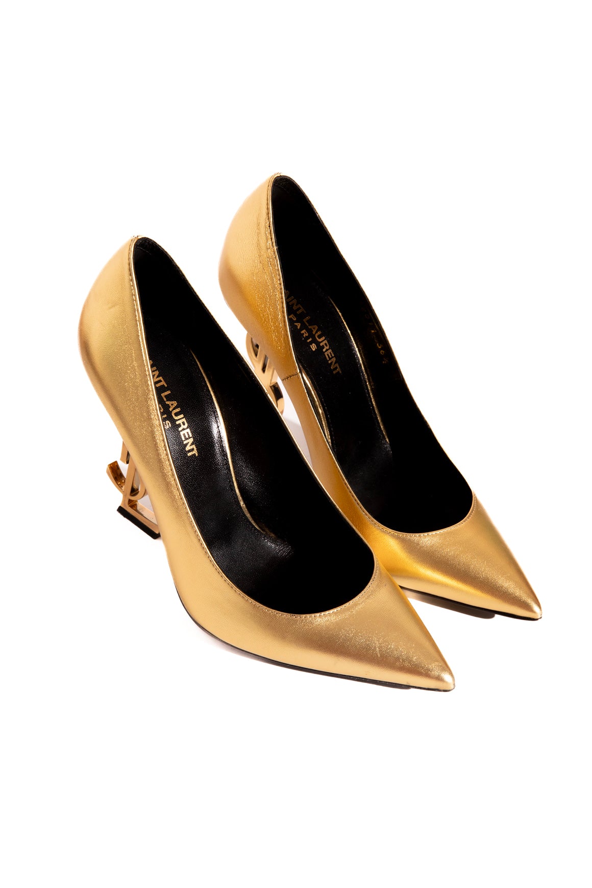 SAINT LAURENT Gold Opyum Pumps (Sz. 36.5)