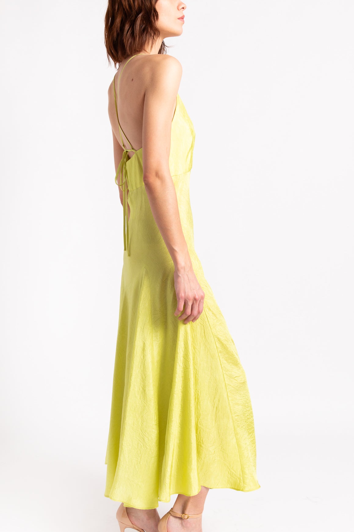 NOMIA Lime Green Cross-Back Maxi Dress