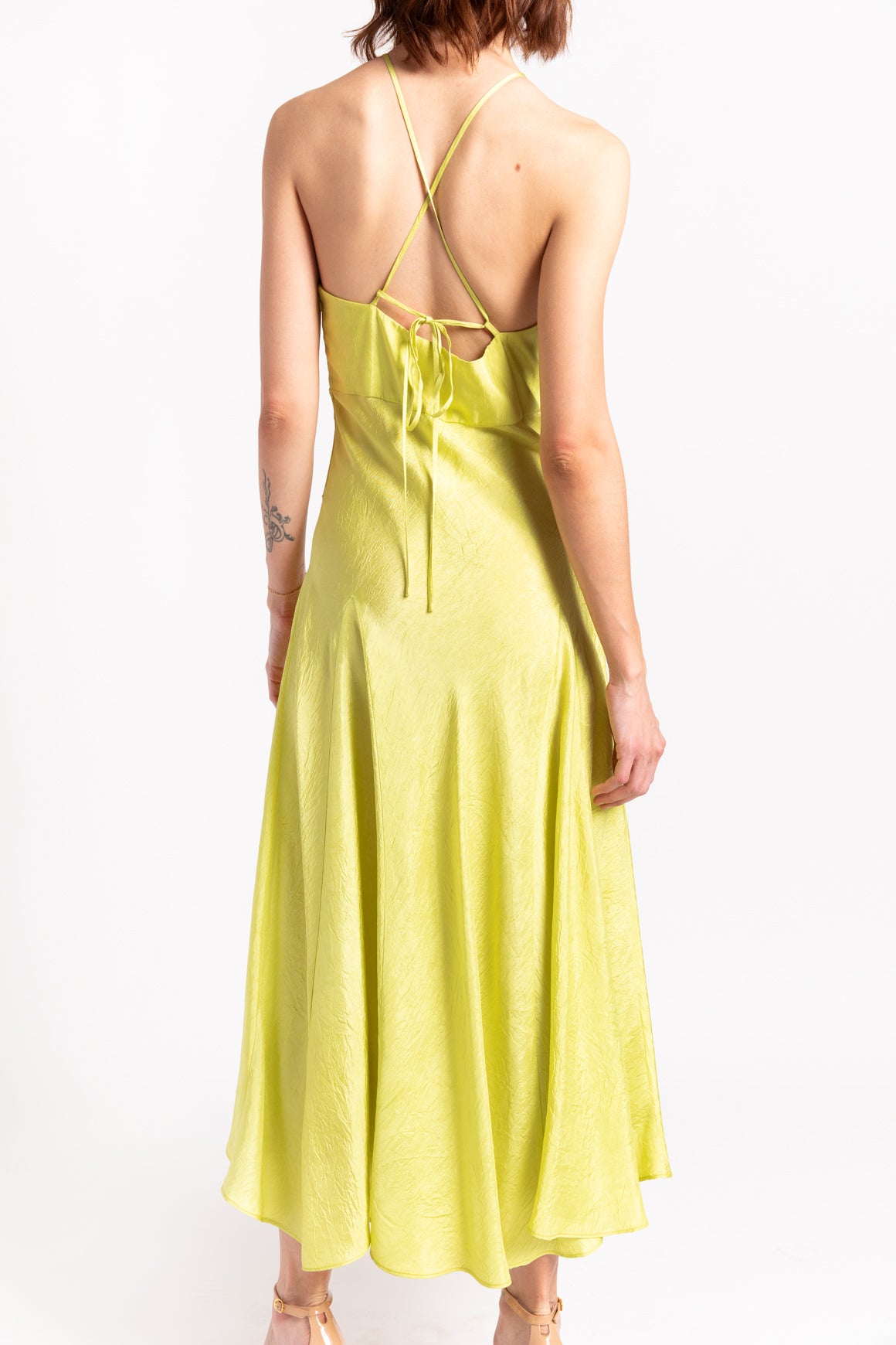 NOMIA Lime Green Cross-Back Maxi Dress