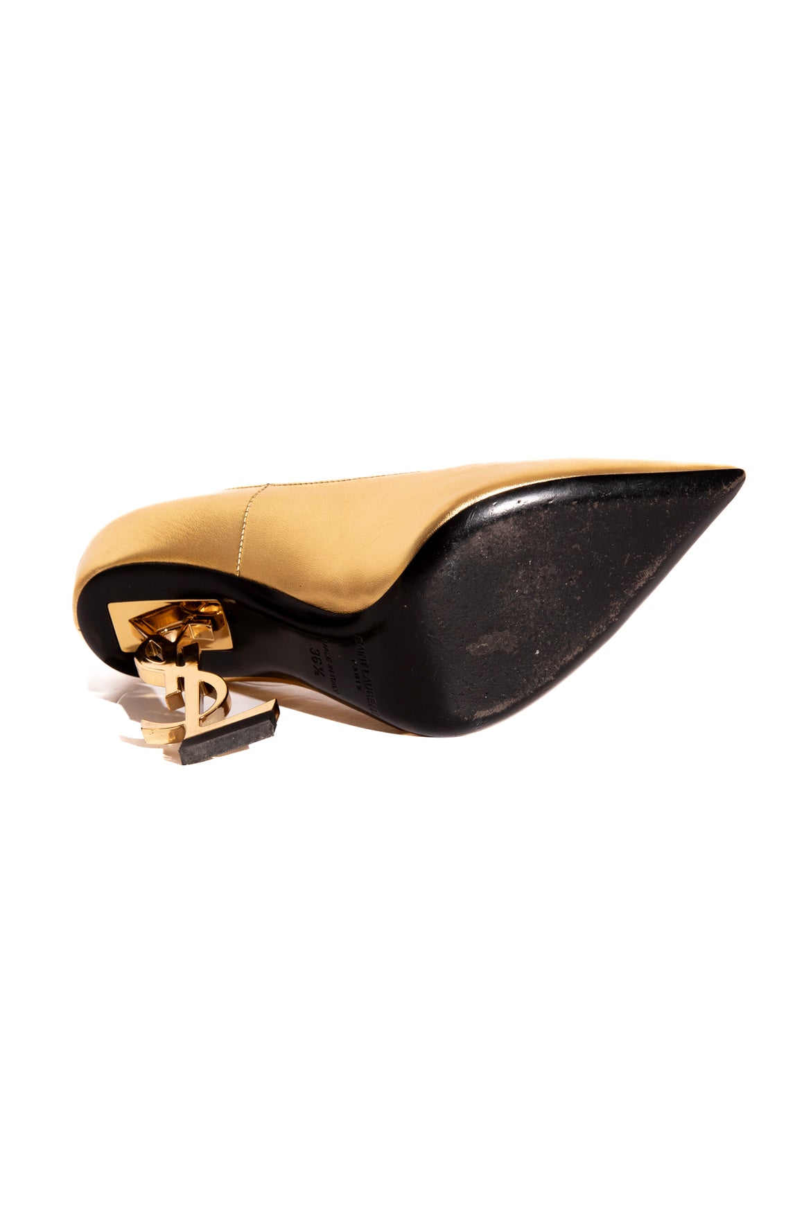 SAINT LAURENT Gold Opyum Pumps (Sz. 36.5)