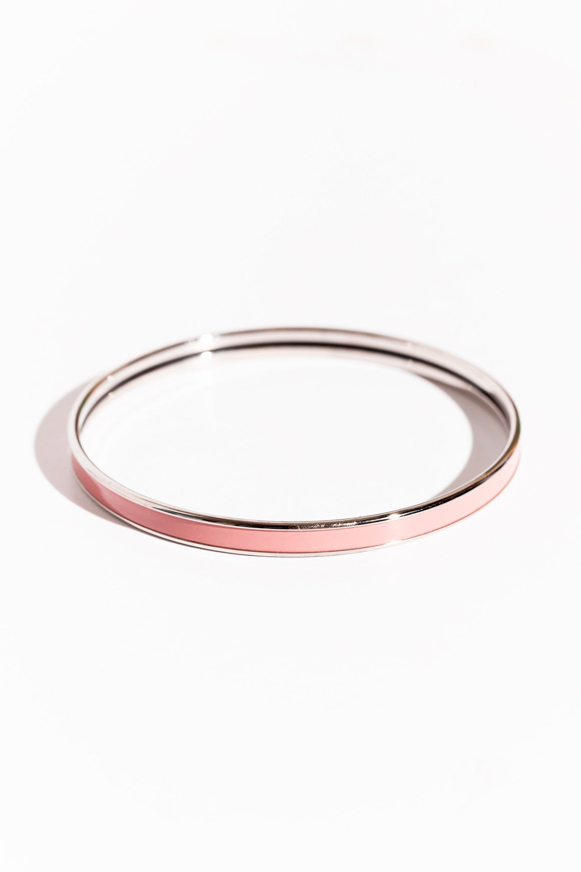 HERMES Pink & Silver Thin Enamel Bangle