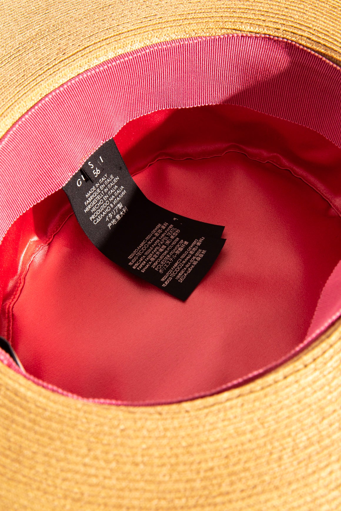 GUCCI Raffia Straw Hat With Silk Scarf Band