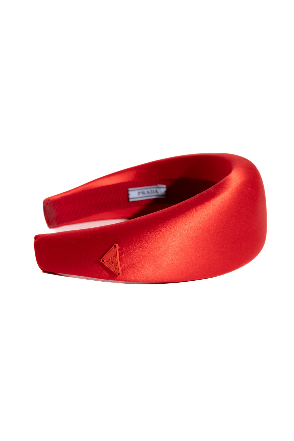PRADA Red Satin Padded Headband