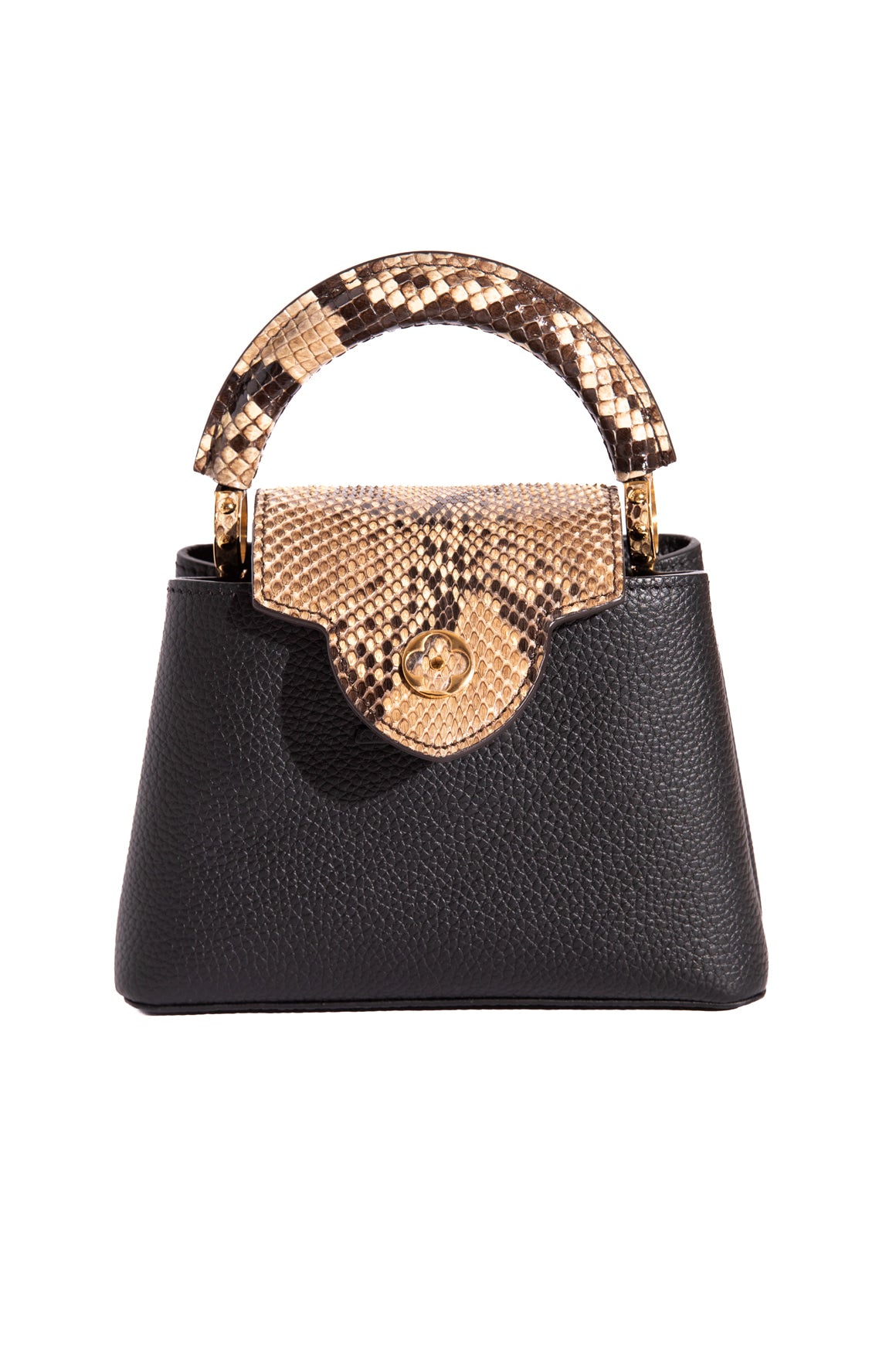 LOUIS VUITTON Black Leather& Python Mini Capucines Bag