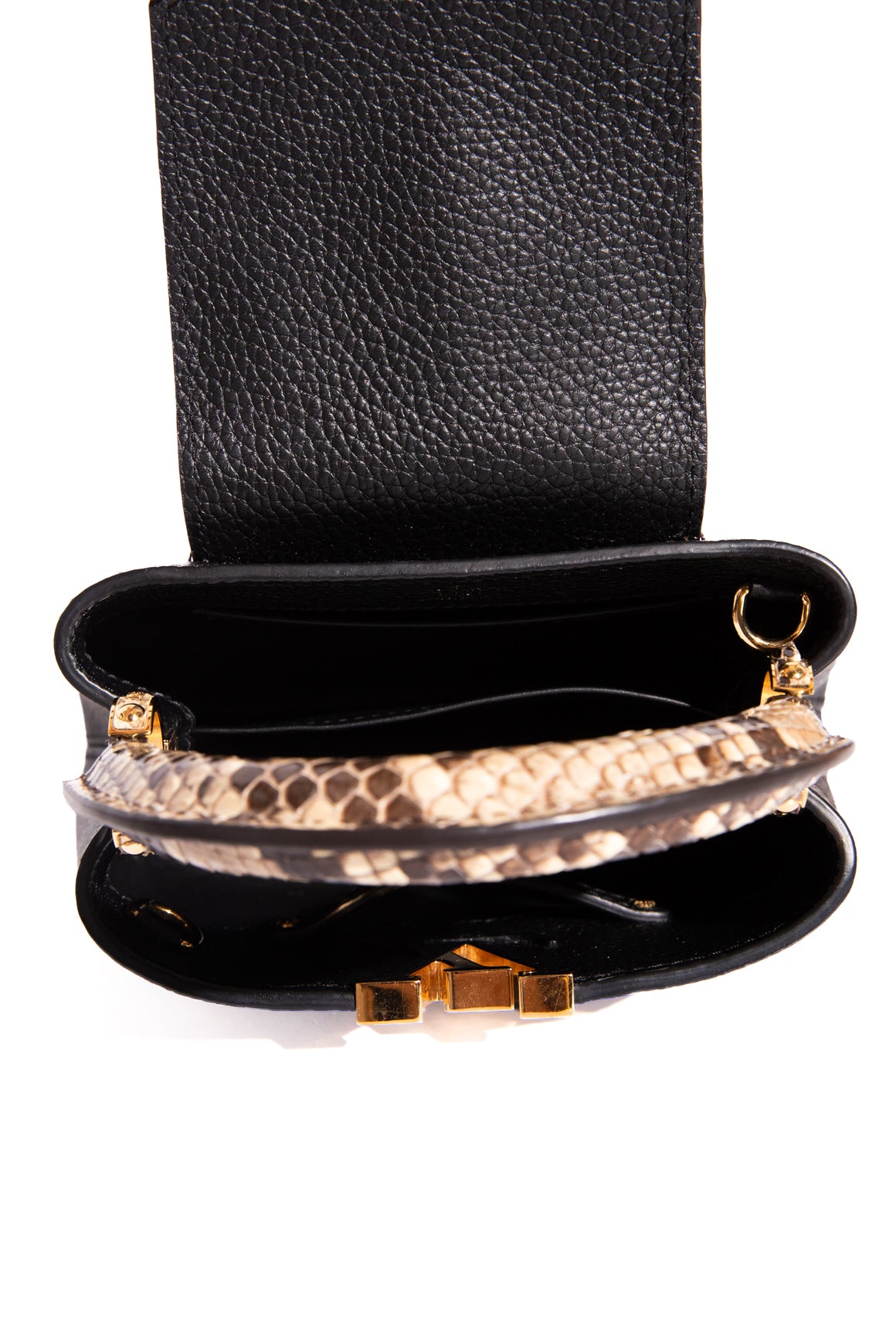 LOUIS VUITTON Black Leather& Python Mini Capucines Bag