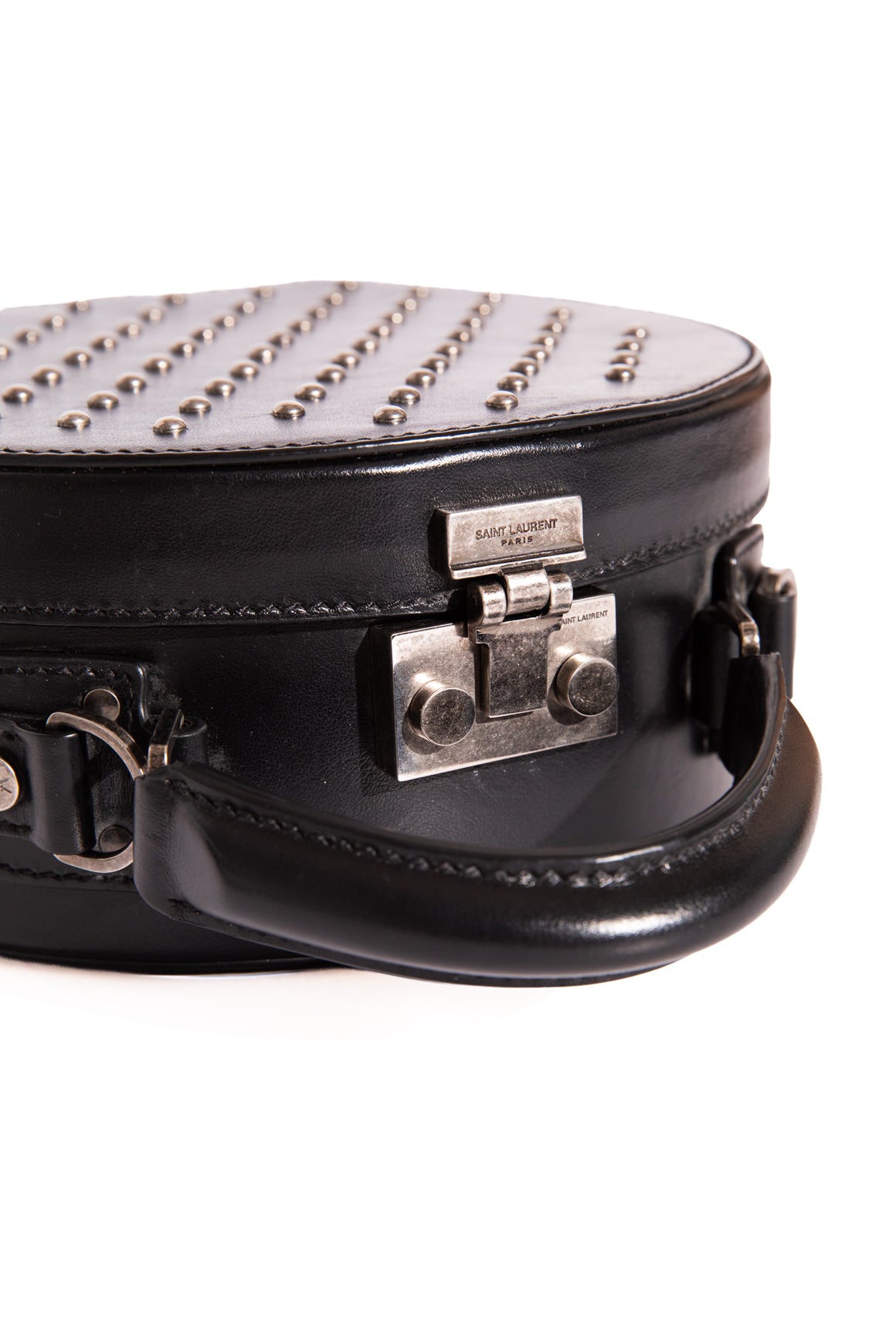 SAINT LAURENT Black Silver Stud Mica Bag