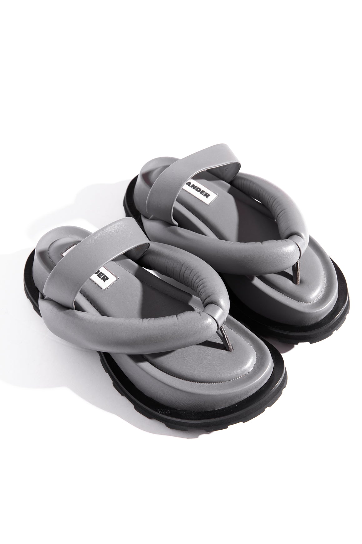 JIL SANDER Grey Leather Sandals (Sz. 36)