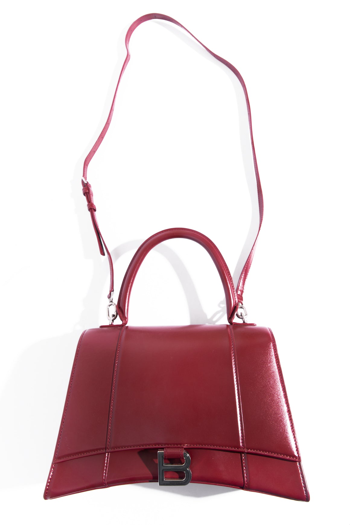 BALENCIAGA Dark Red Medium Hourglass Bag