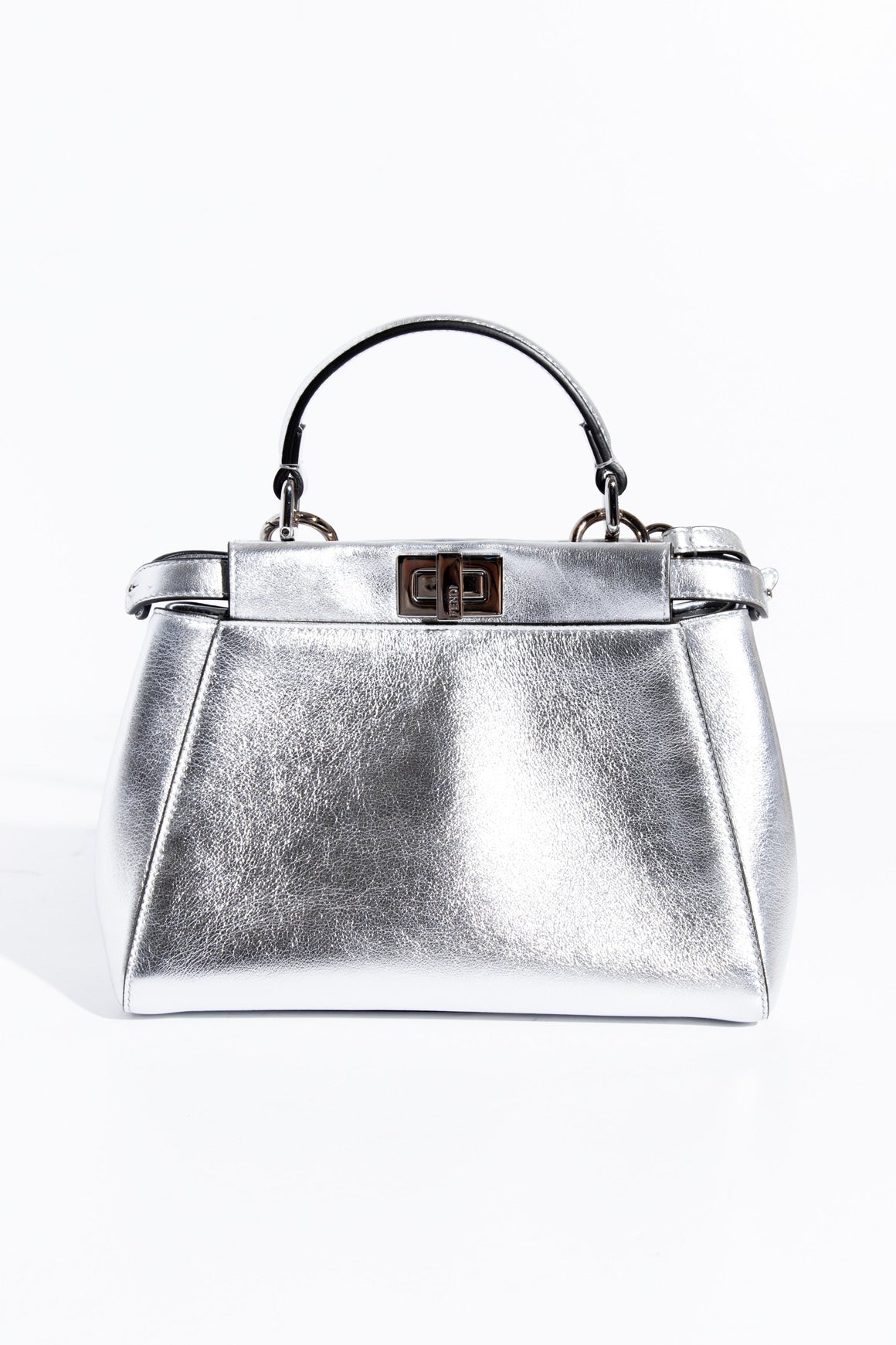 FENDI Silver Metallic Small Peekaboo