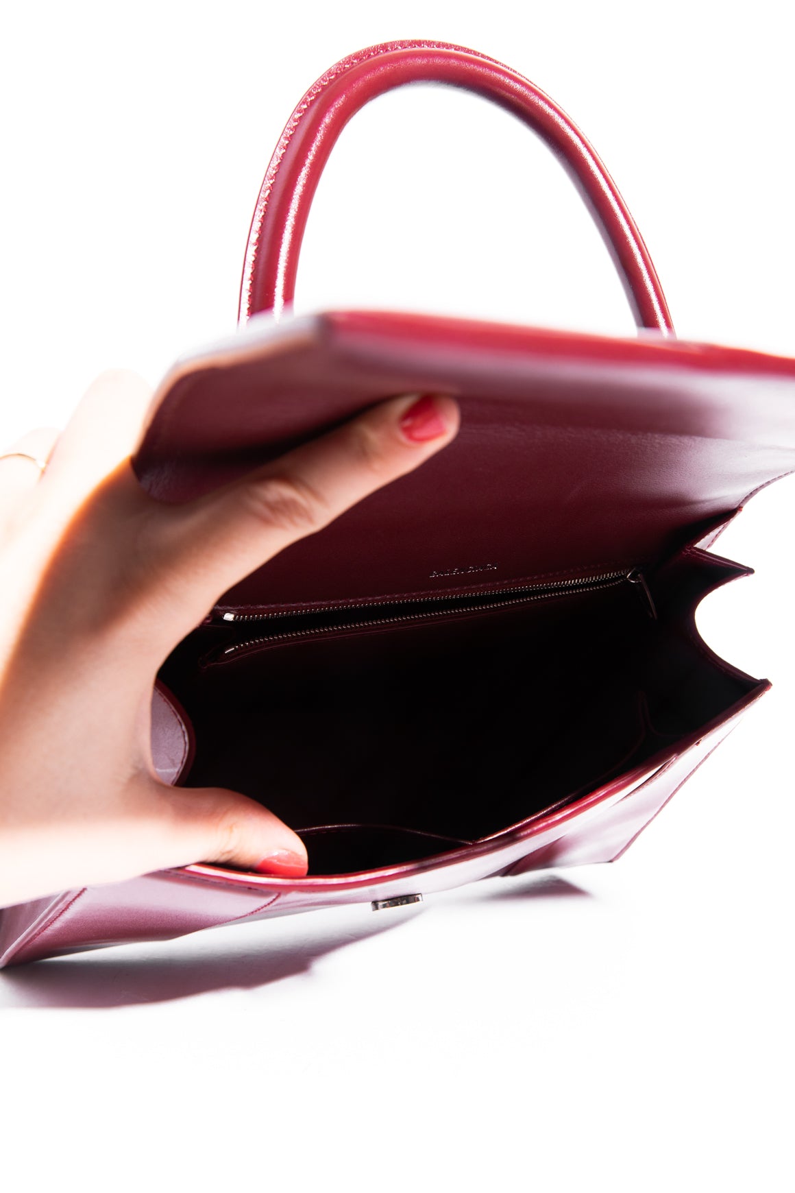 BALENCIAGA Dark Red Medium Hourglass Bag