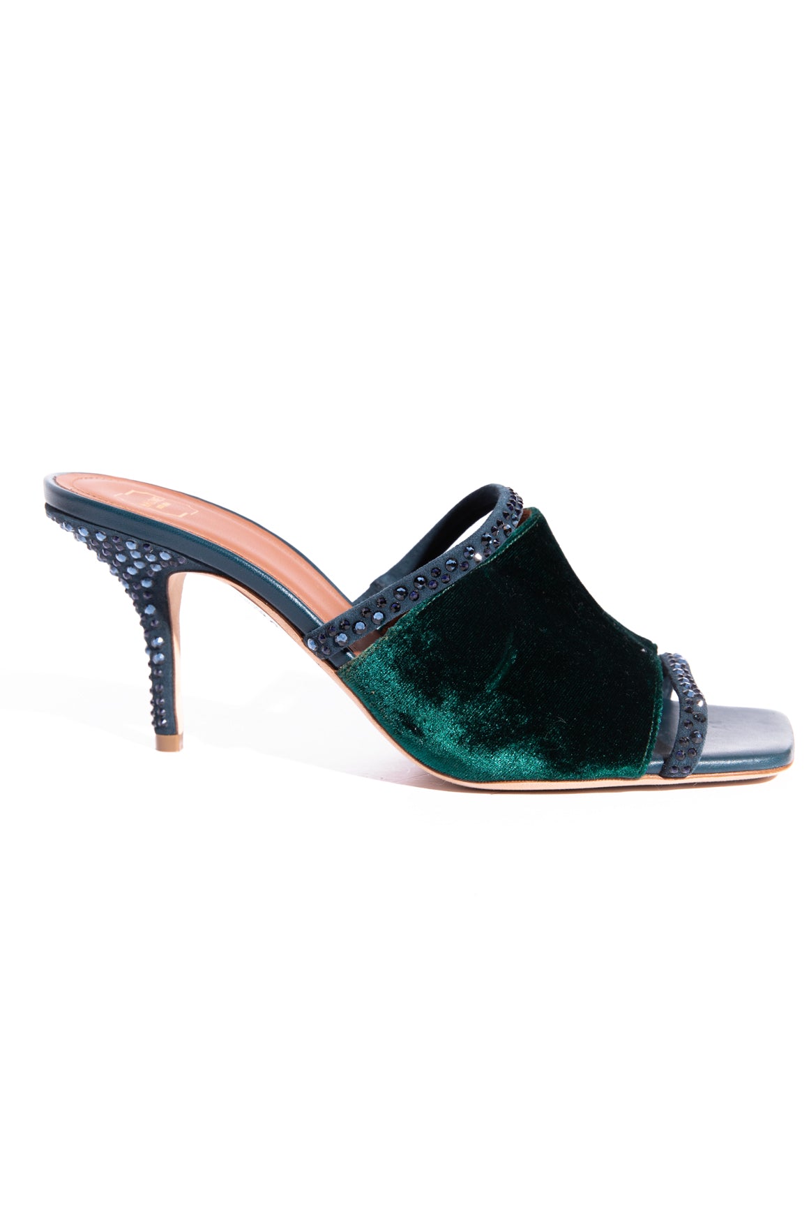 MALONE Green Velvet Crystal Mules (Sz. 38)