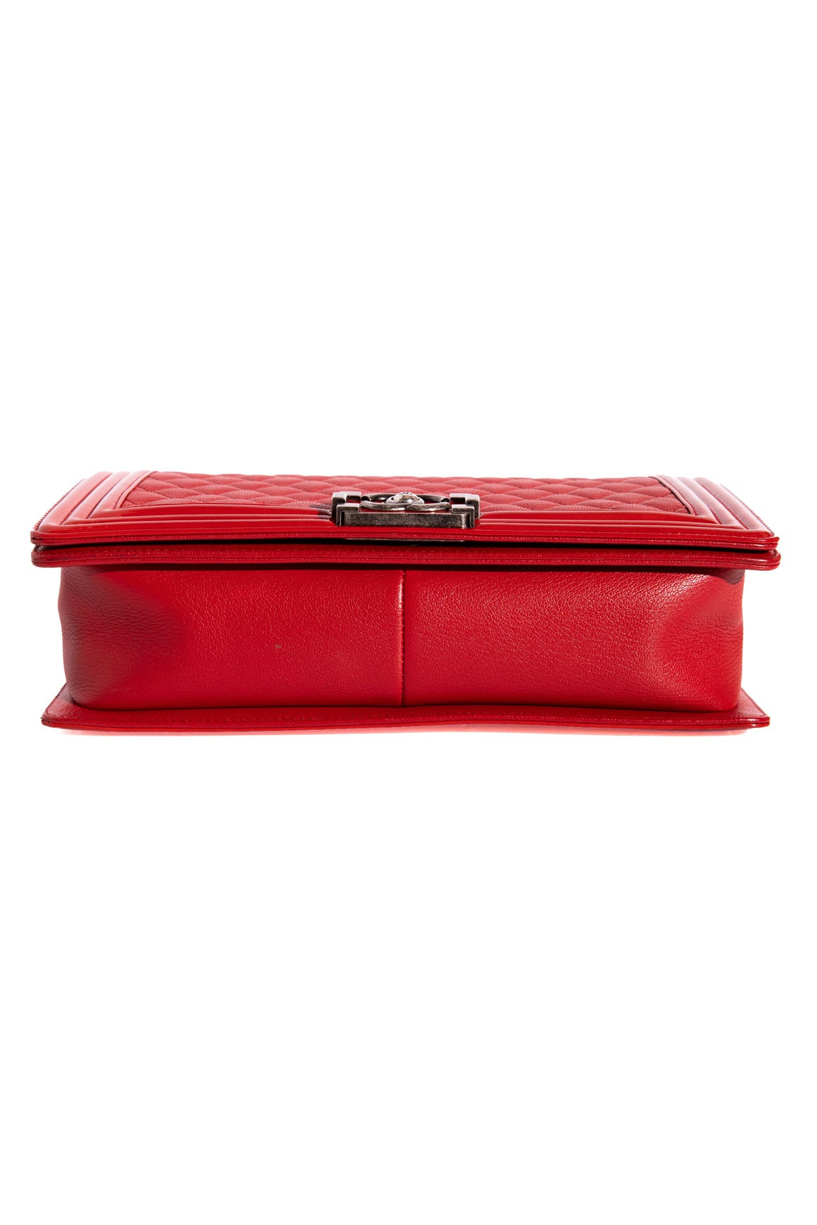 2016 CHANEL Red Caviar & Patent Large Boy Bag