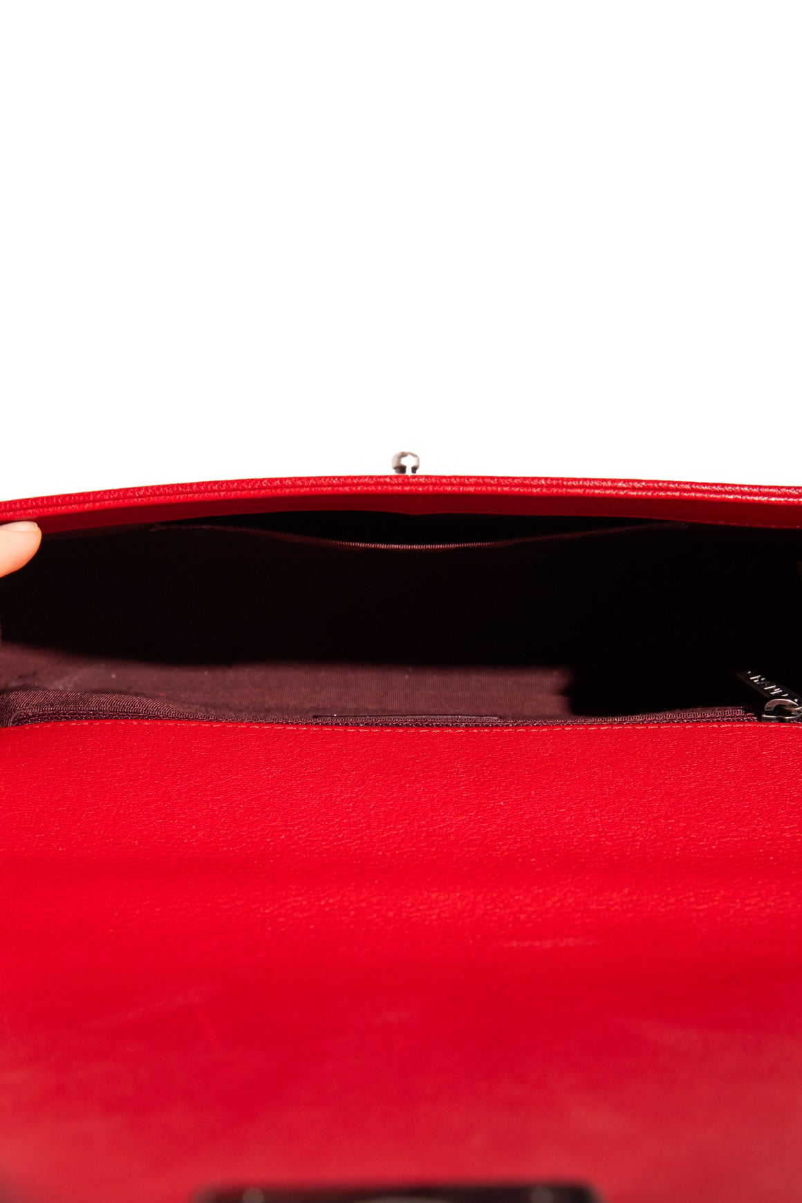 2016 CHANEL Red Caviar & Patent Large Boy Bag
