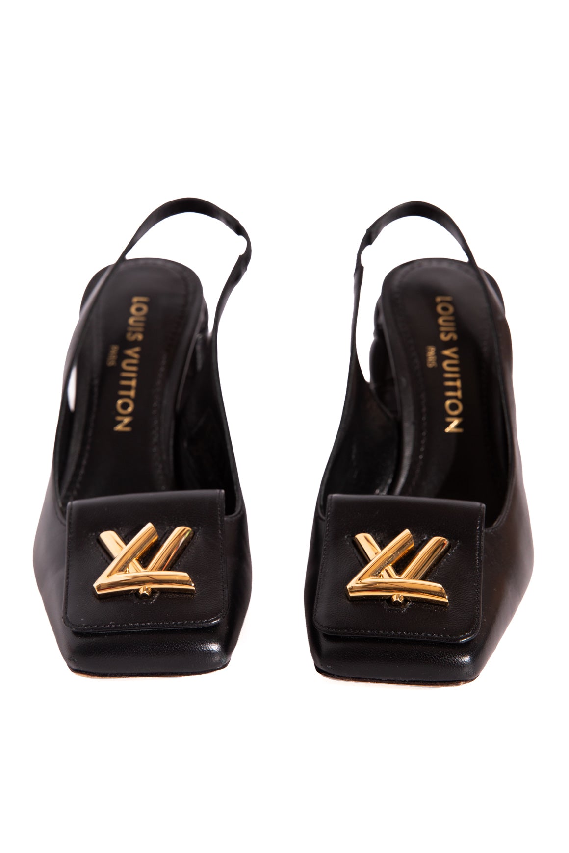 LOUIS VUITTON Black "Shake" Slingbacks (Sz. 38)