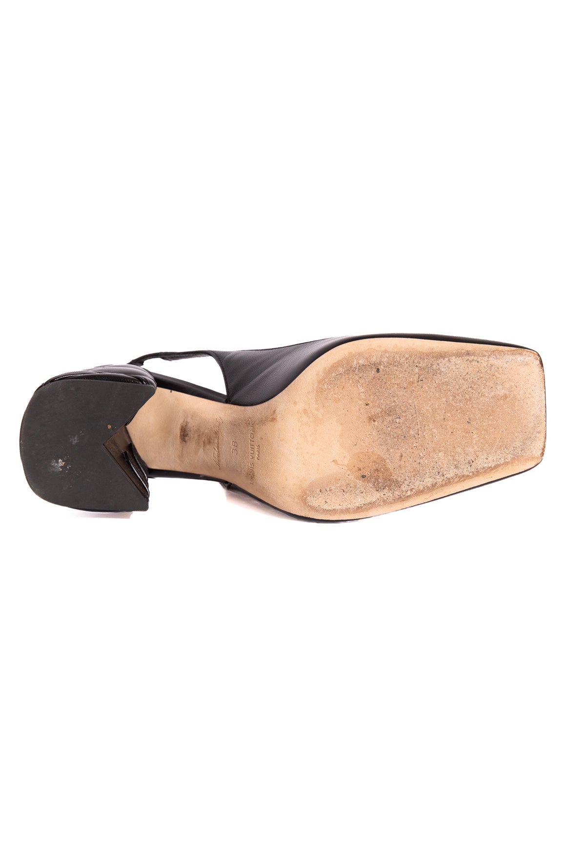 LOUIS VUITTON Black "Shake" Slingbacks (Sz. 38)