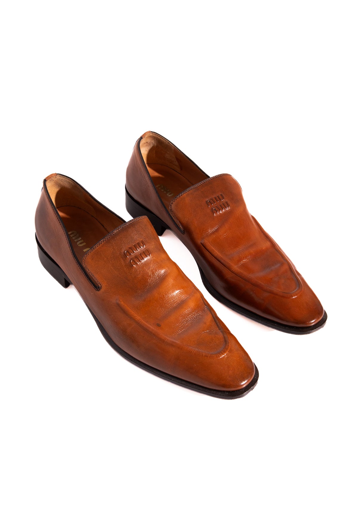 MIU MIU Brown Logo Loafers (Sz. 39)