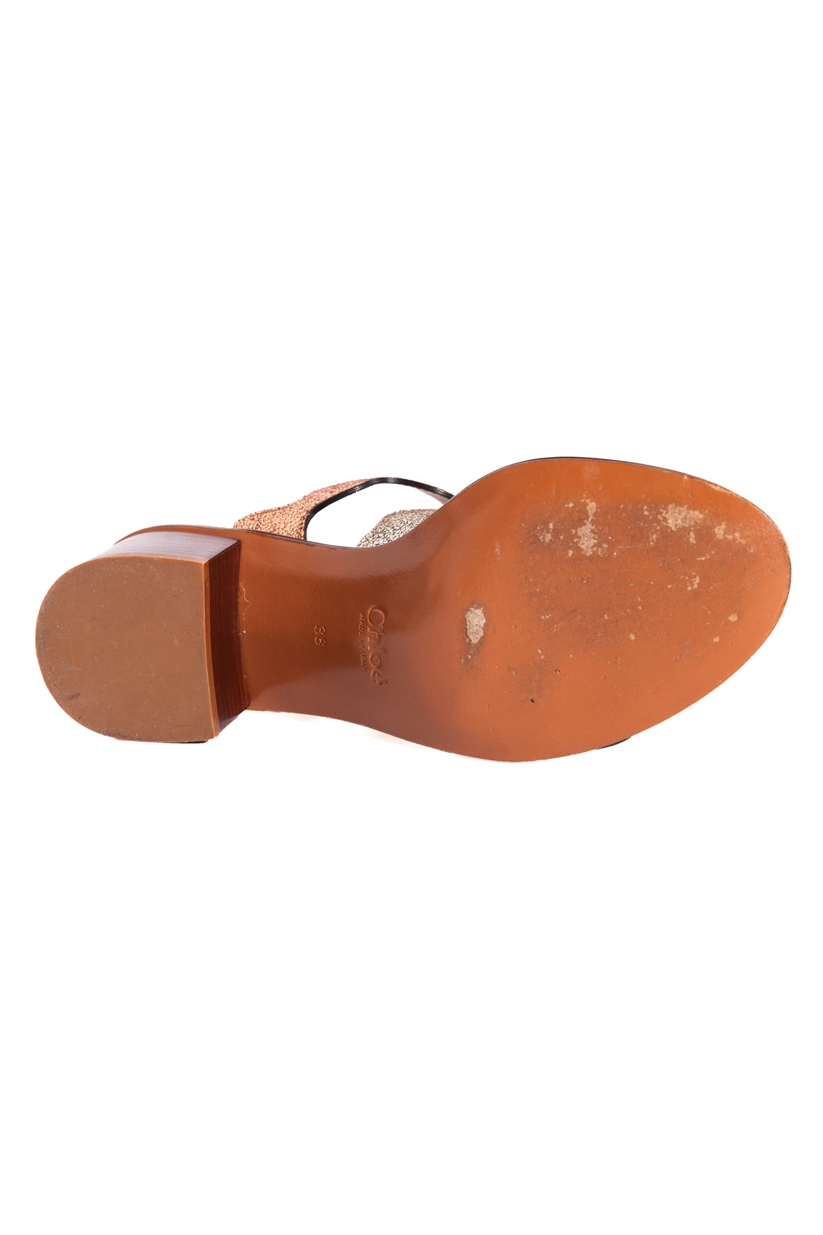 CHLOE Metallic Scalloped Sandals (Sz. 38)