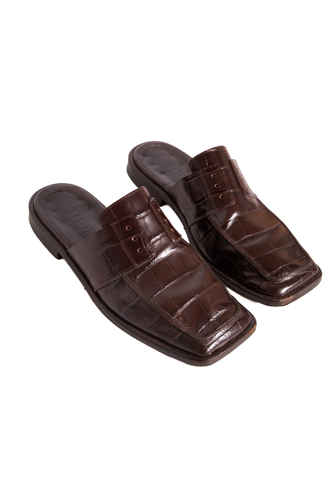TIBI Brown Croc Slide Loafers (Sz. 38)