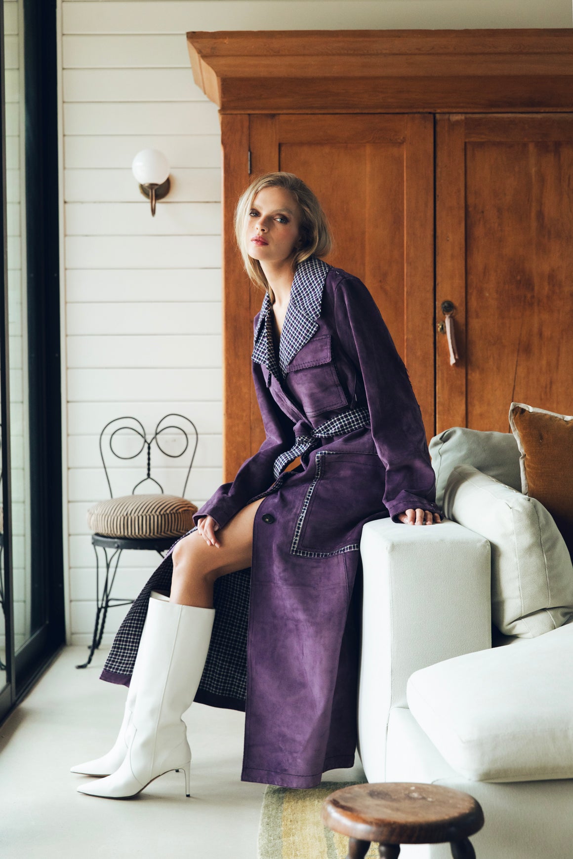 BOTTEGA VENETA Purple Suede Coat (Sz.48/10)