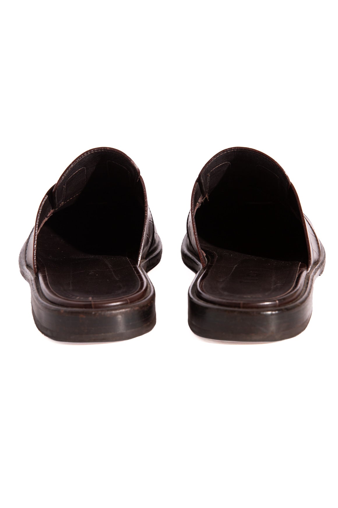 TIBI Brown Croc Slide Loafers (Sz. 38)