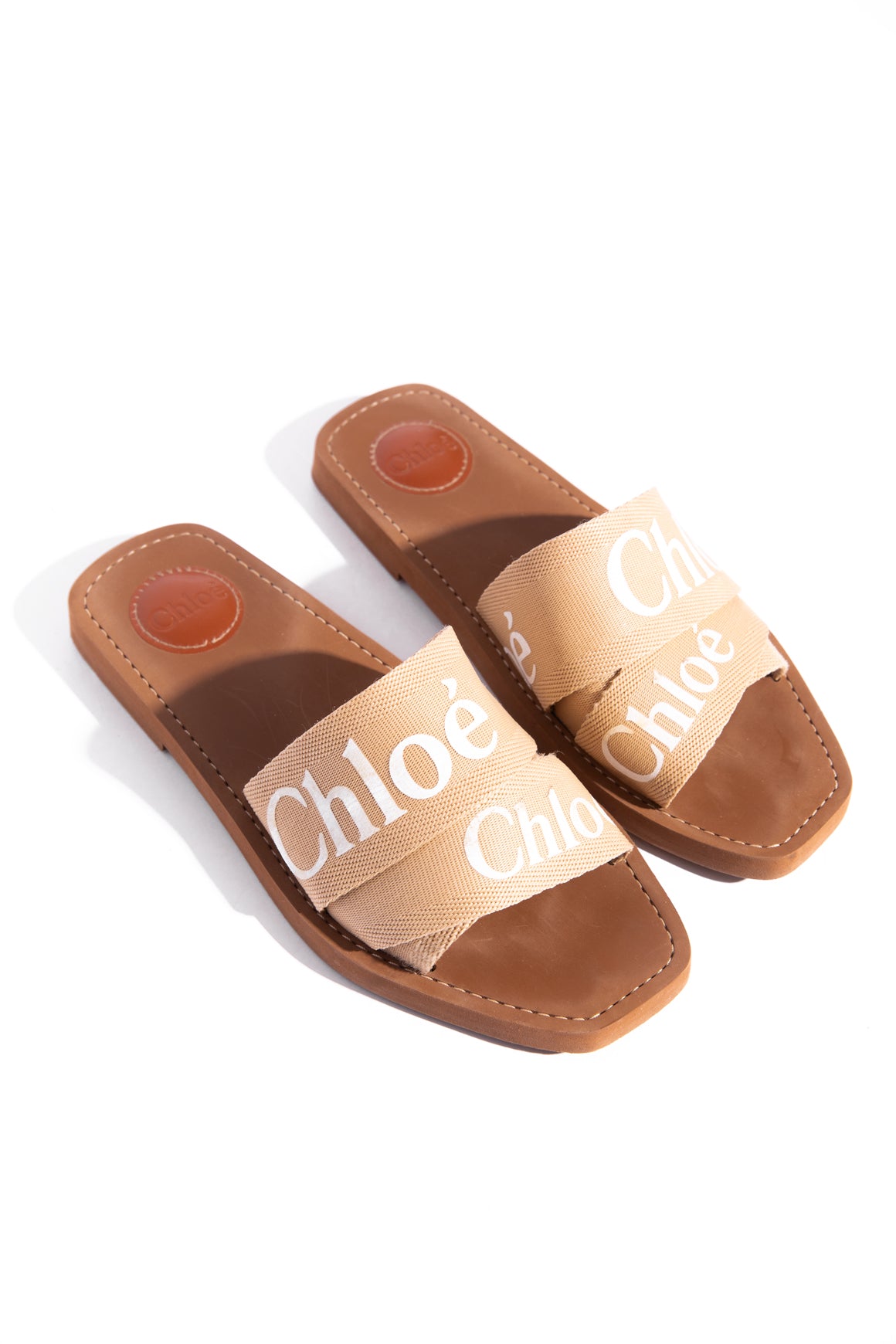 CHLOE Beige "Woody" Mules (Sz. 39)