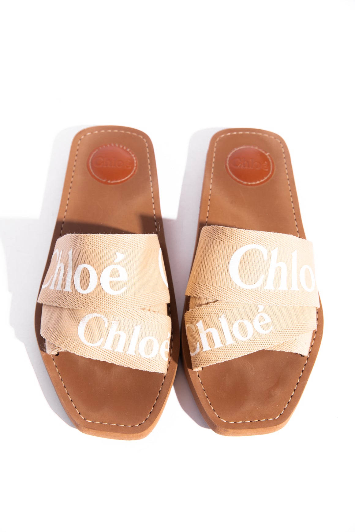 CHLOE Beige "Woody" Mules (Sz. 39)
