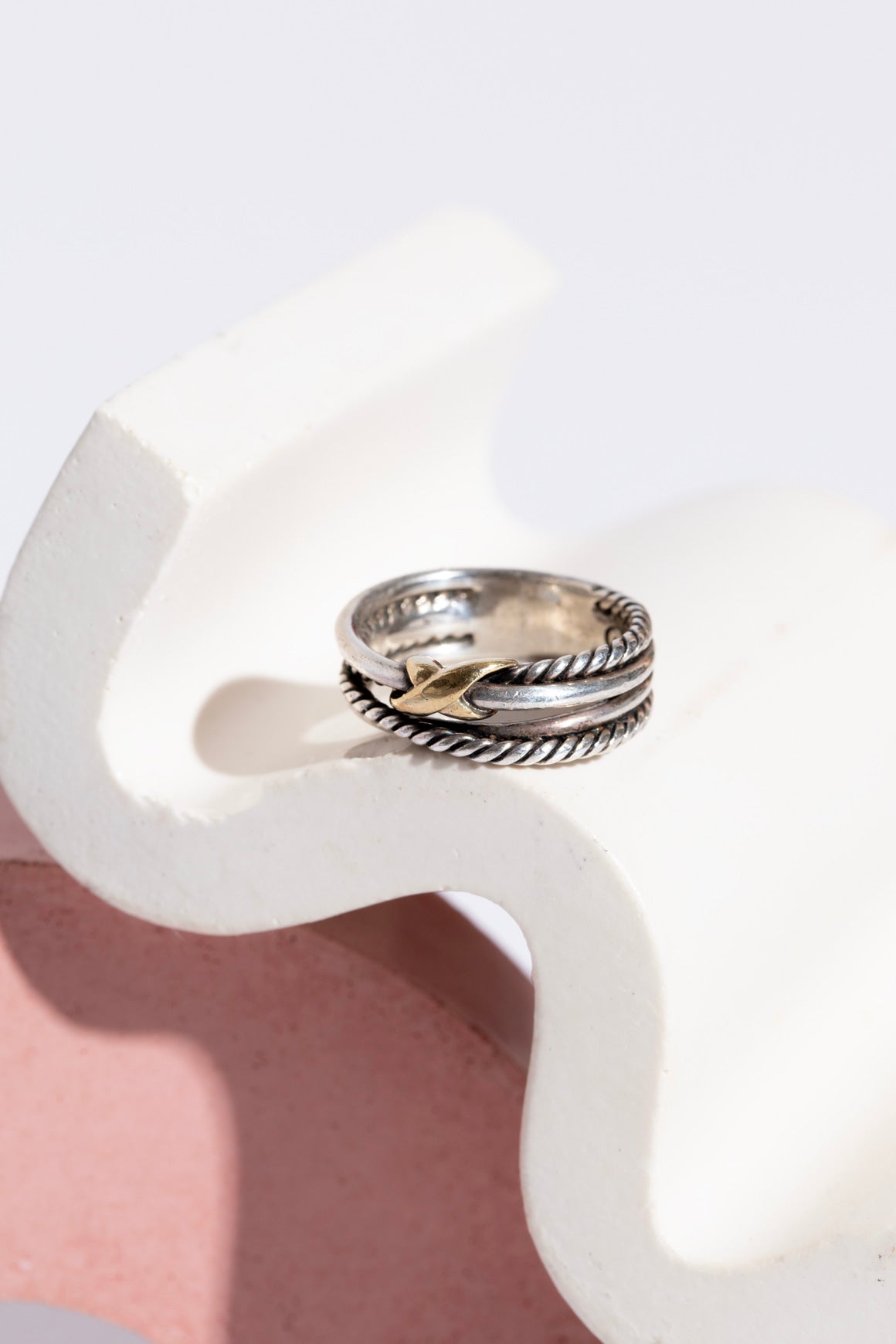 DAVID YURMAN Silver/Gold X Crossover Ring