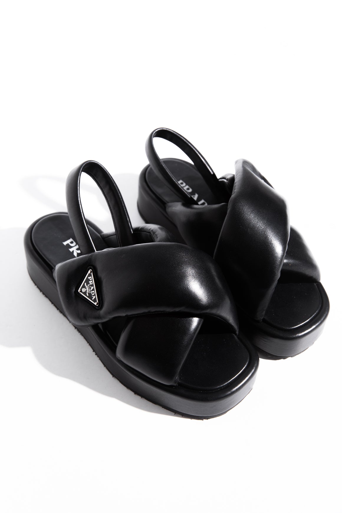 PRADA Black Leather Puffy Sandal (Sz. 38)