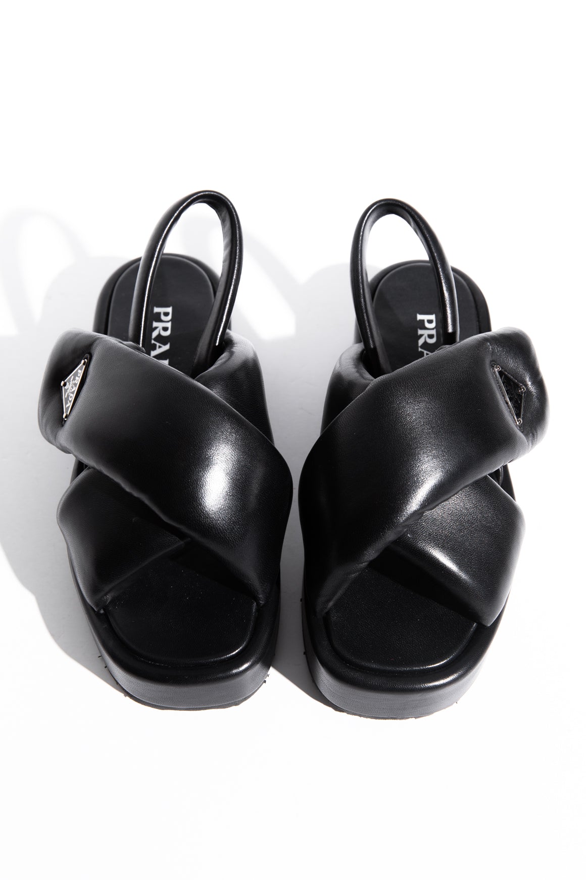 PRADA Black Leather Puffy Sandal (Sz. 38)