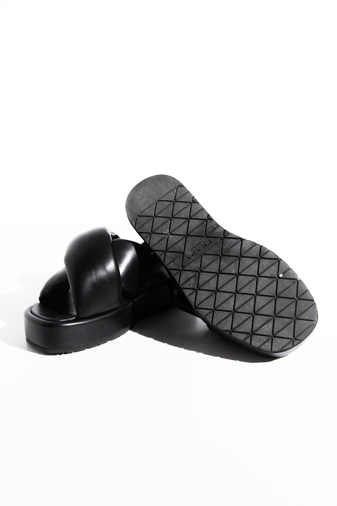 PRADA Black Leather Puffy Sandal (Sz. 38)