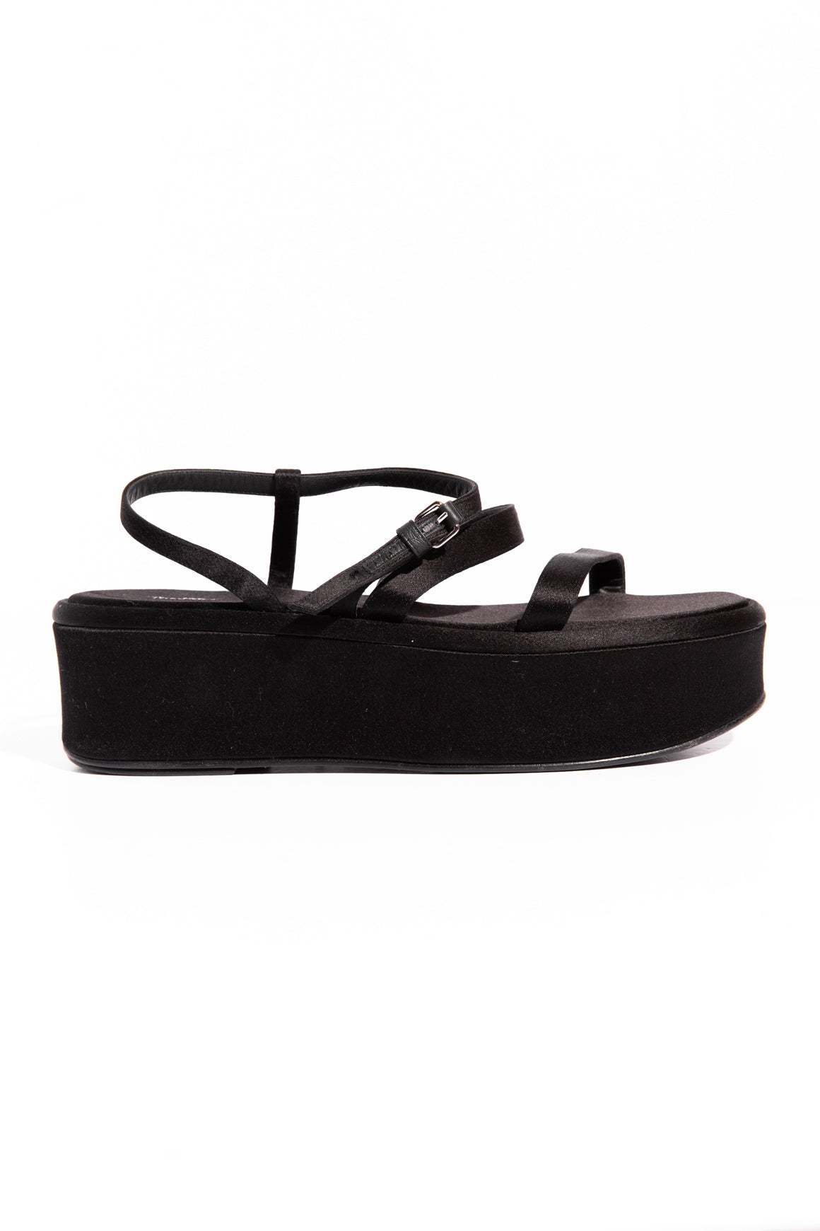 THE ROW Black Satin Platform Sandals (Sz. 39.5)