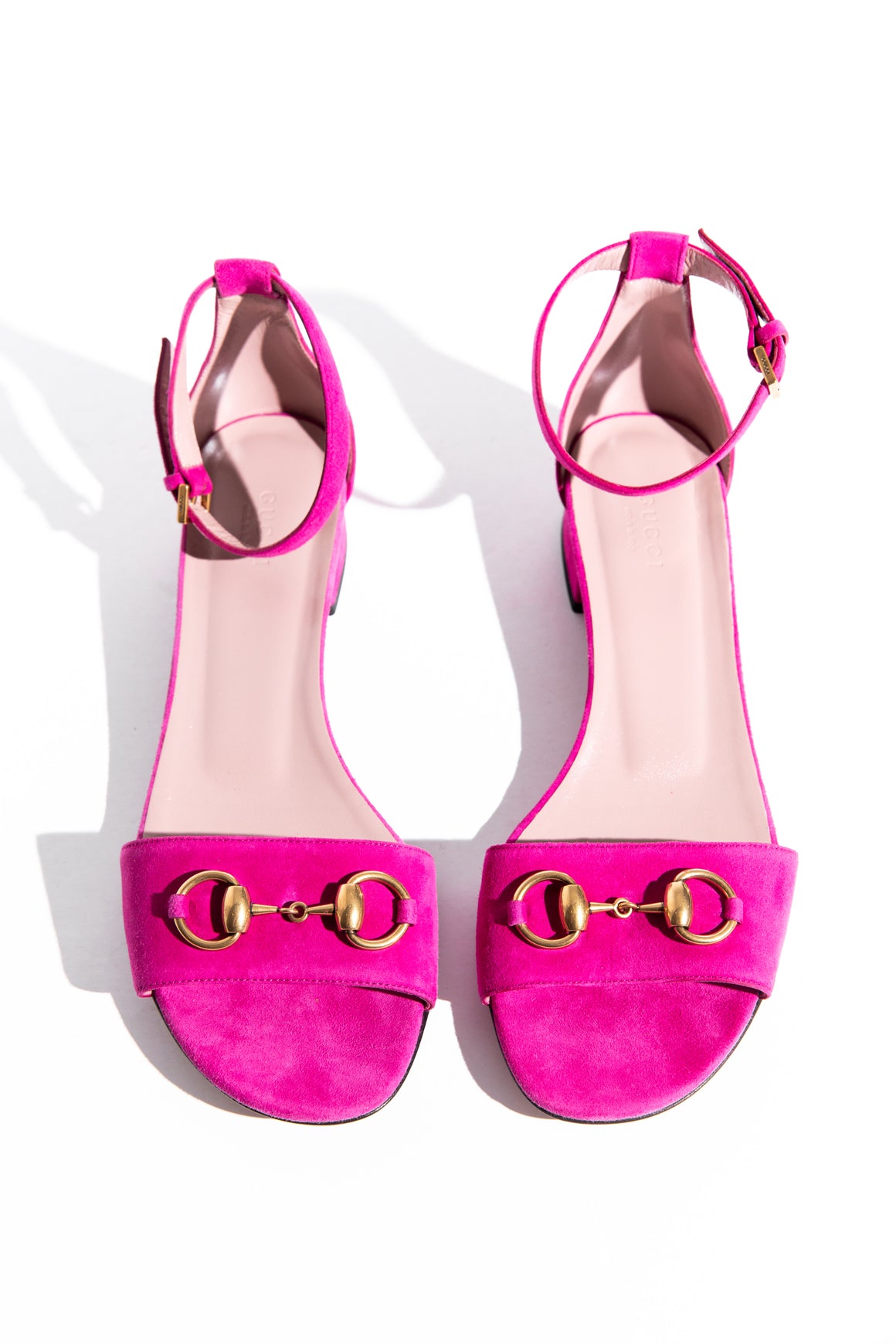 GUCCI Pink Suede Horsebit Sandal (Sz. 39)