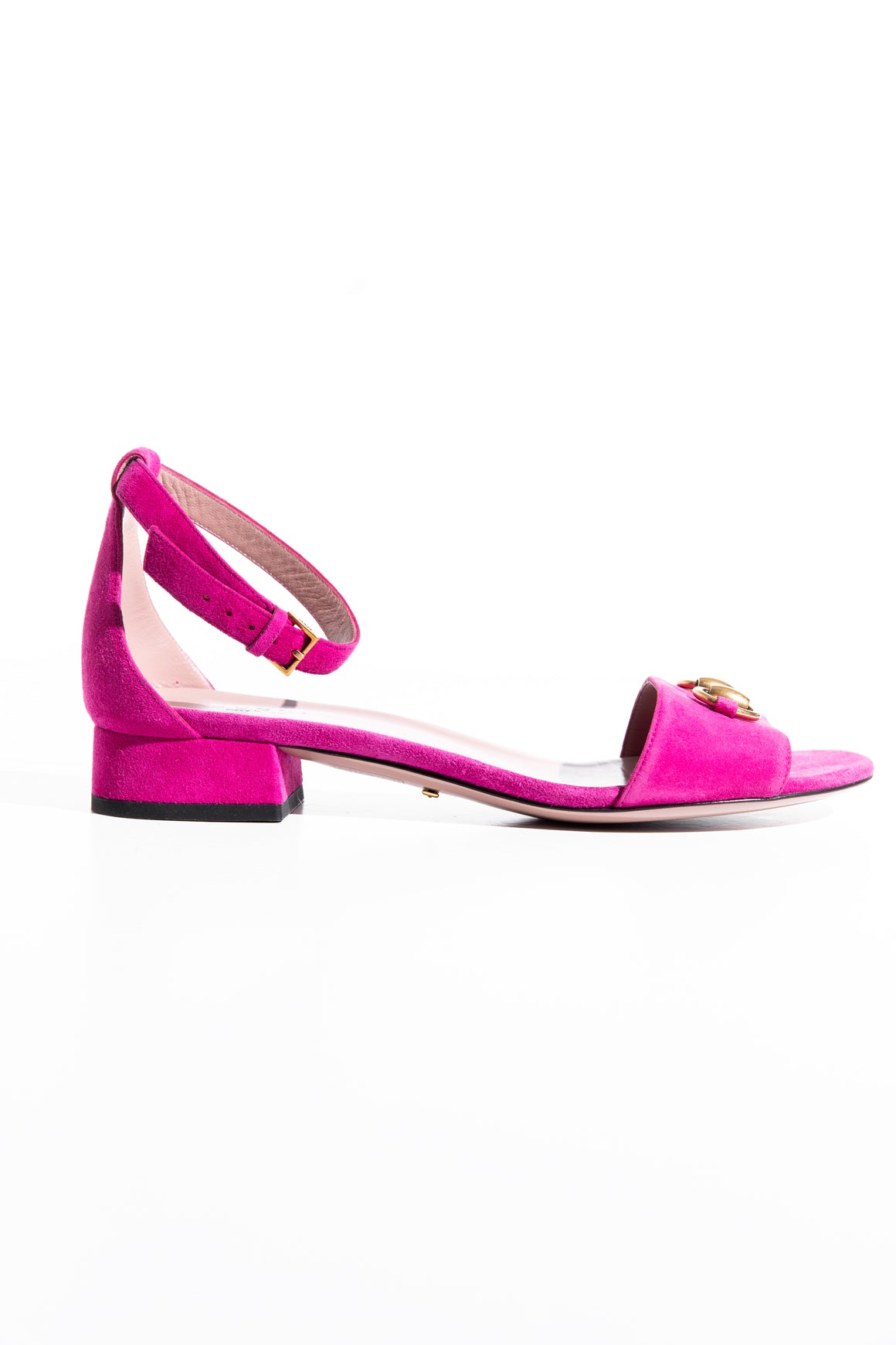 GUCCI Pink Suede Horsebit Sandal (Sz. 39)