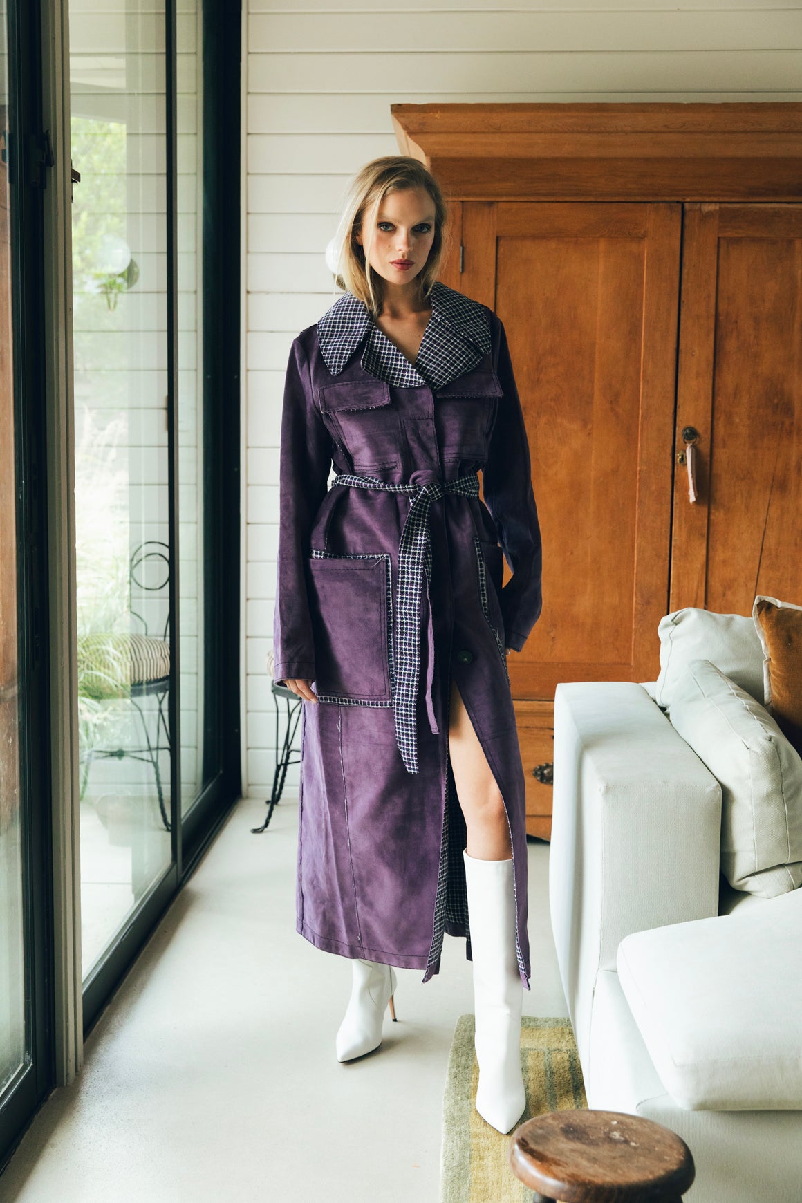 BOTTEGA VENETA Purple Suede Coat (Sz.48/10)