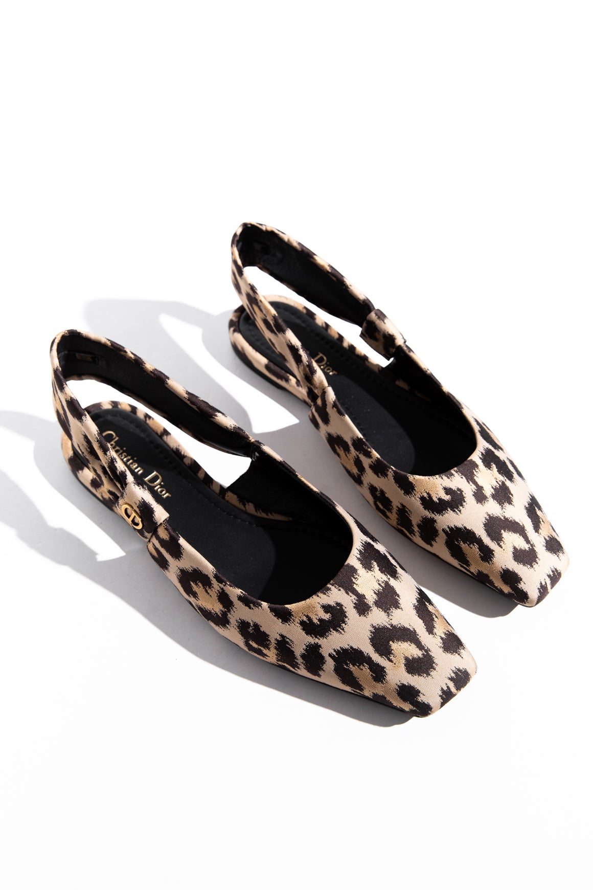 DIOR Tan Black Animal Print Slingback Flat (Sz. 39)